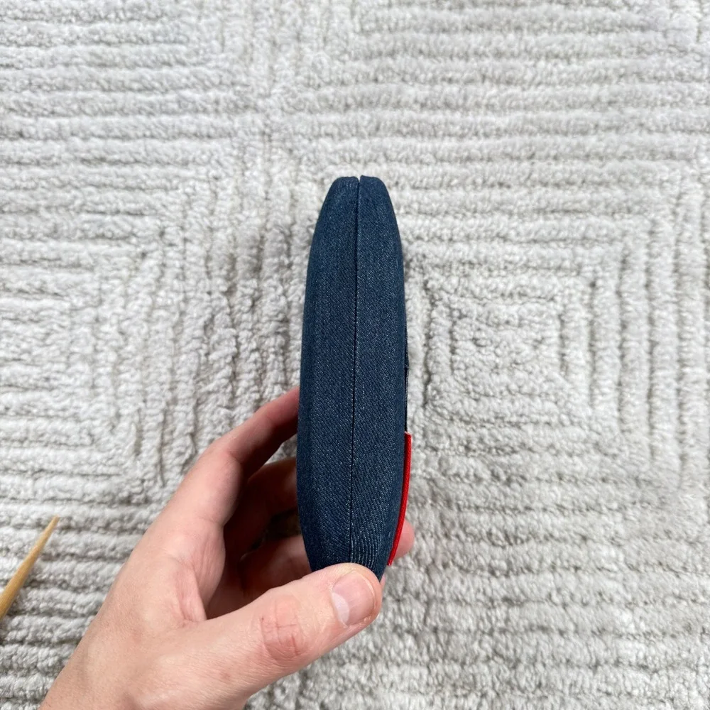 Muche et Muchette Glasses Case Blue Denim Hard Shell Eyewear Protector Y2K Retro